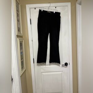 Democracy Ab Solution Black Denim Cropped Boot Cut with Frayed Hem Details